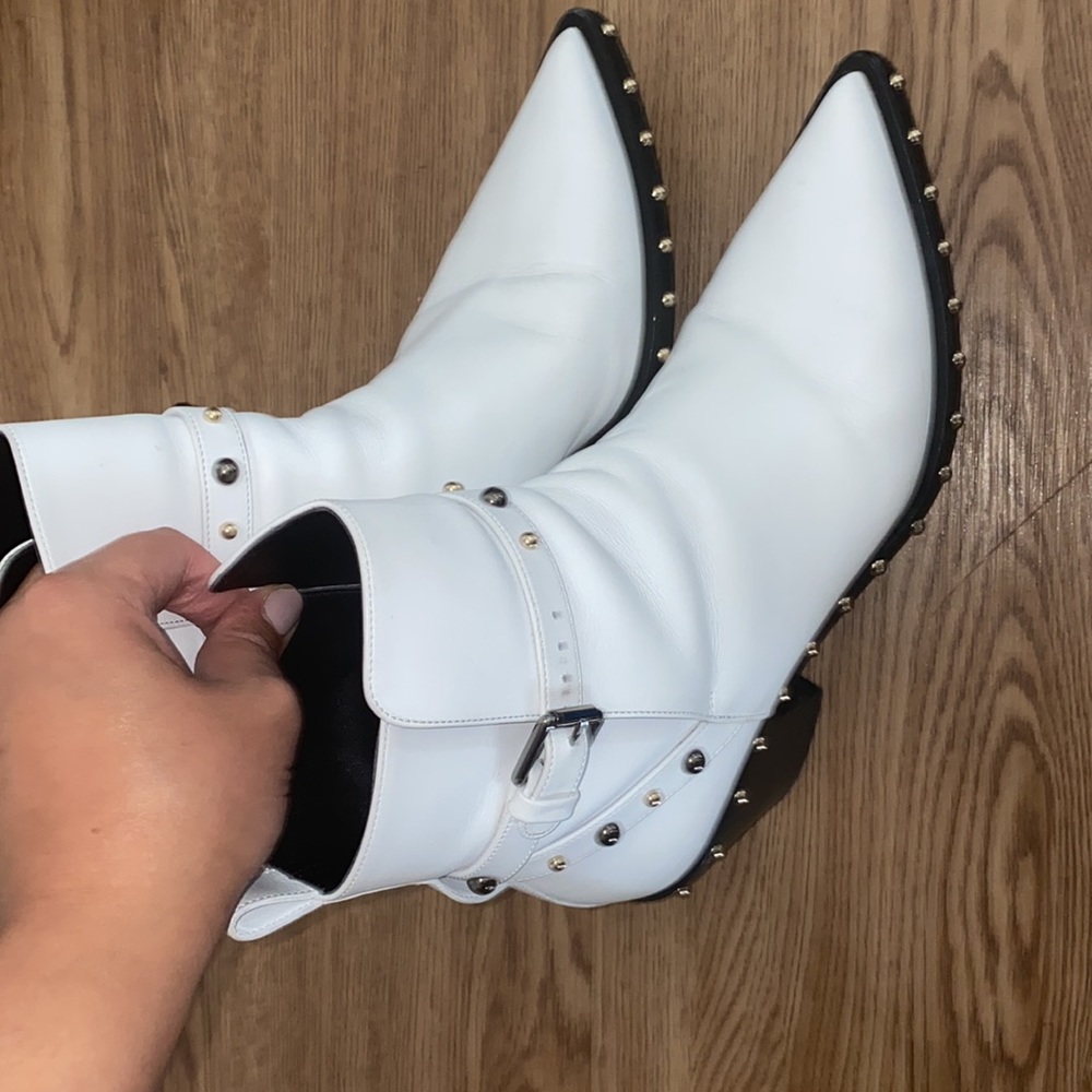 Versace White Leather Bootie with Hooks - Picture 7 of 9